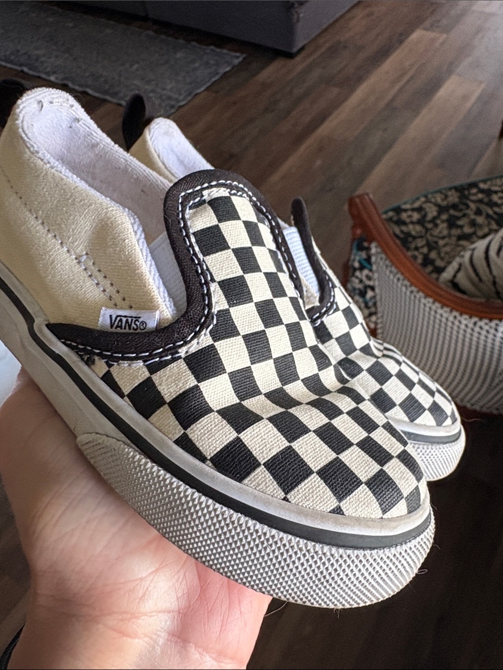 Vans Kids Checkerboard Slip-On Sneakers - Black & White